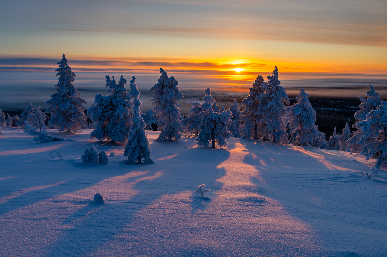 Sonnenuntergang in Lappland